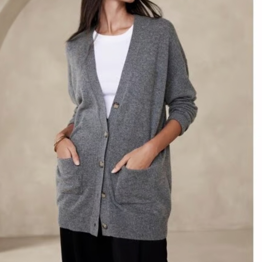 Banana republic Womens gray Caro 100% cashmere cardigan Small